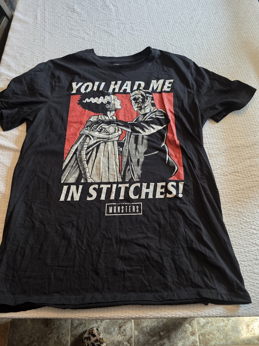 Black Graphic 'You Had Me In Stitches' Short Sleeve Tee Xl